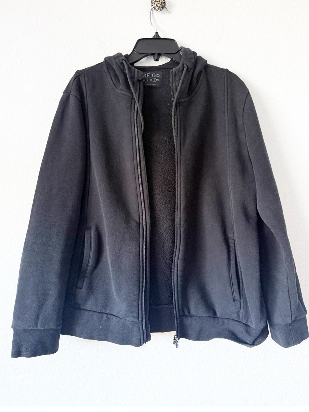Figs Black Full-Zip Hooded Jacket